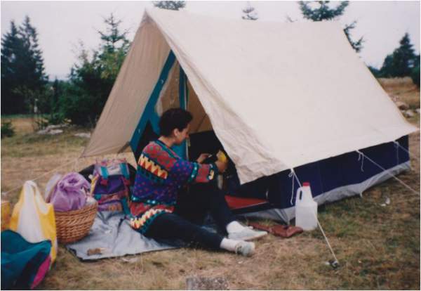 Our first family tent - many years ago.