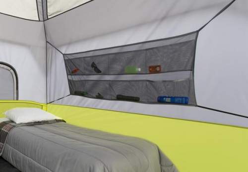 This Core 6 Person Straight Wall Cabin Tent with a Screen Room is