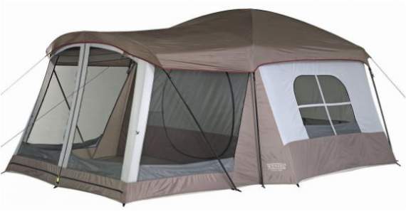 Wenzel 8 Person Klondike Tent with a screened room.