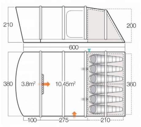 All the dimensions and floor plan - this is a luxurious 6 person option.