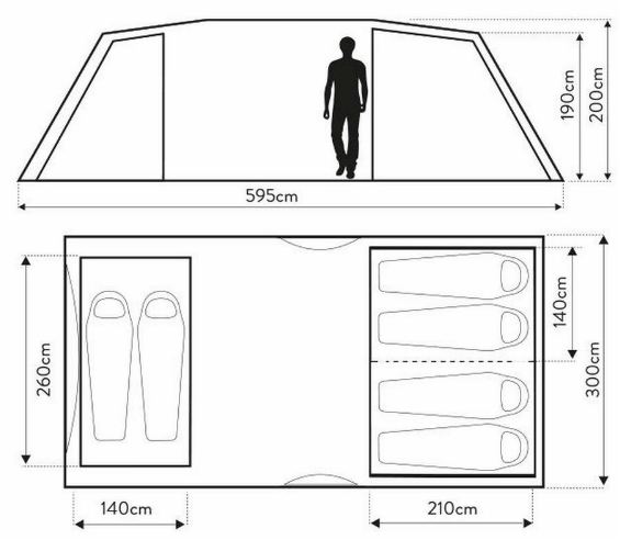 Buckingham 6 Tent - the floor plan and dimensions.