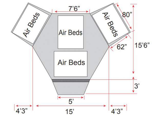 The floor plan and the dimensions.