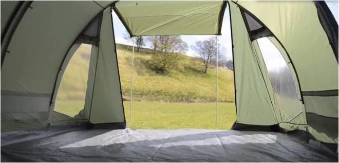 This is what you get when you remove one of the inner tents with sleeping cocoons. See the two PVC windows and the front awning.