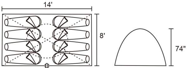 The dimensions and the floor plan with the suggested use of the area.