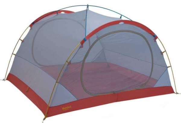 The tent without the fly - lots of mesh and two completely vertical side walls.