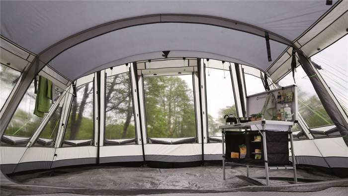 View from the living room through the porch area. Observe the shutters under the PVC windows. 