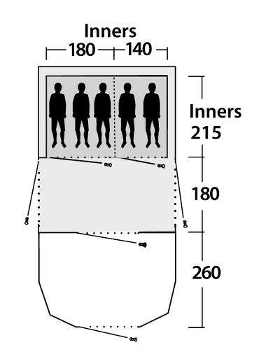 The floor plan with inners, the dry room, and the wet room.