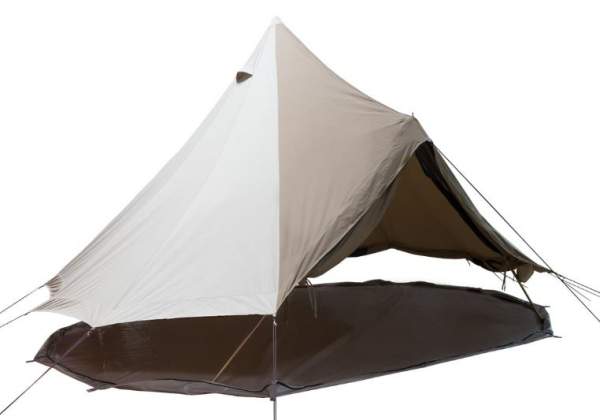 The floor is unzipped completely to use the tent as a canopy only.