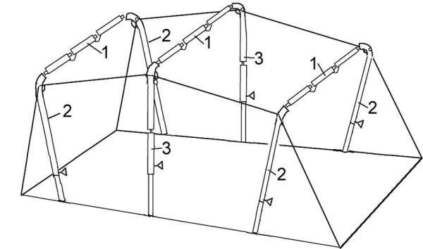 The frame with all three main poles (loops) and their sub-sections.