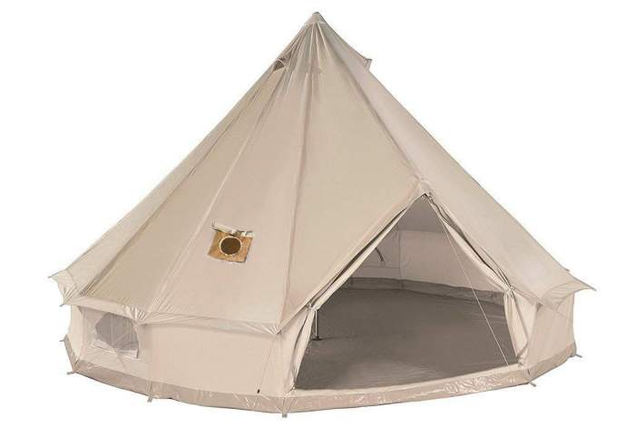 A bell type tent - DANCHEL Cotton Bell Tent with two stove jackets.