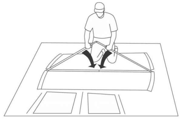 Creating the tensioned roof structure.