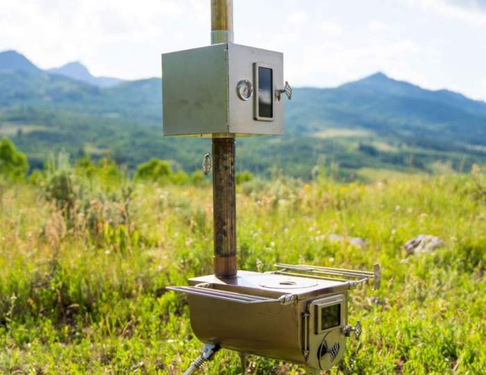 The camping stove oven.