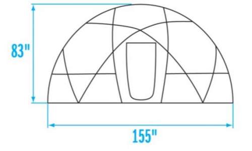 The North Face 2-Meter Dome dimensions.