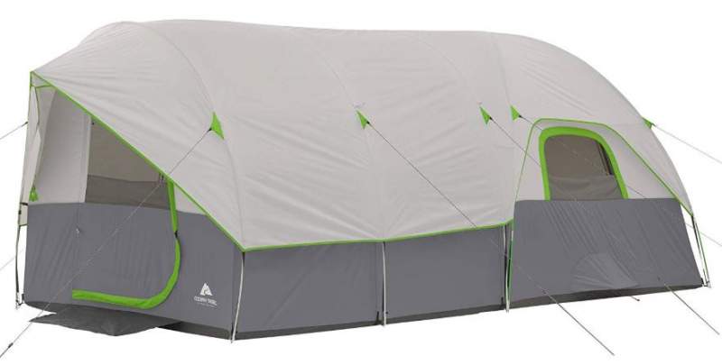 Ozark Trail 16' x 9' Modified Dome Tunnel Tent shown with the fly on.