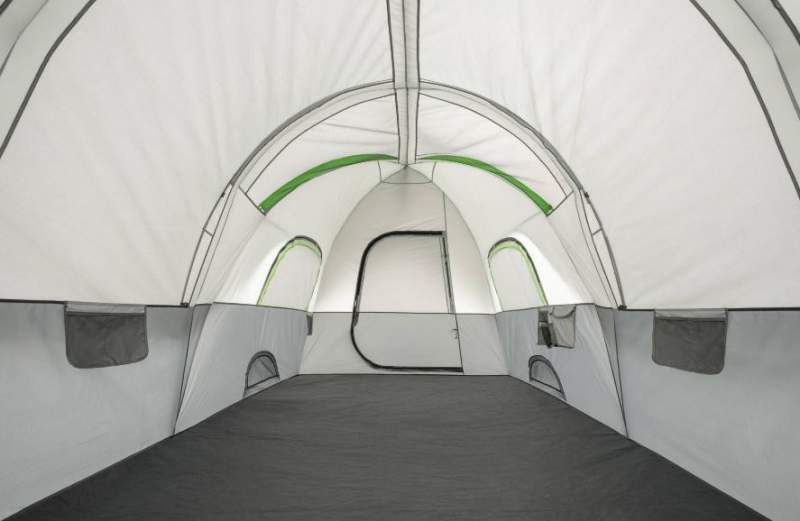 The inner view from the tunnel-shaped side of the tent, the dome section is on the other end.