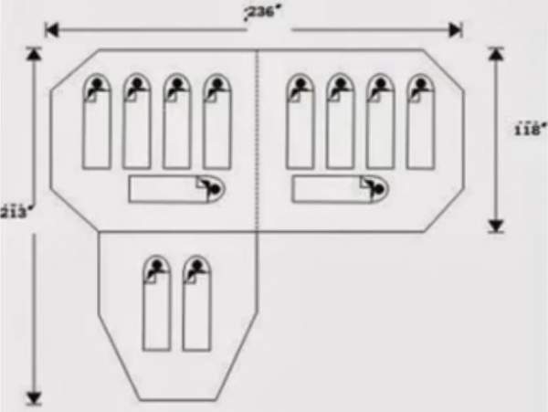 The floor plan and the most important dimensions.