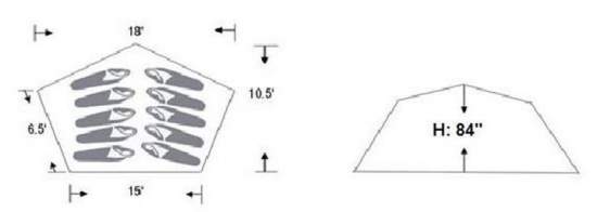 The floor plan and the most important dimensions.