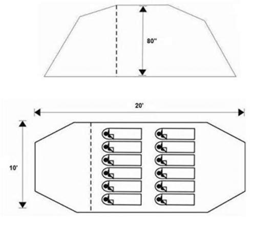 The floor plan and dimensions.