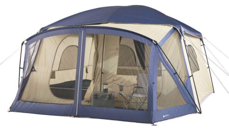 Instant tent with outlet screen porch