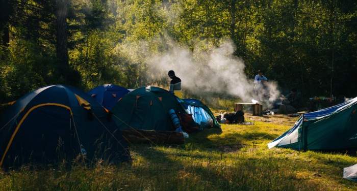 Cooking inside outlet a tent