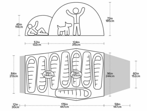 The floor plan and the dimensions.