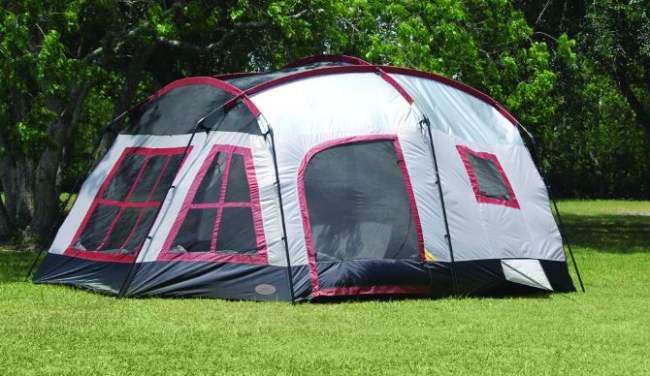 Freestanding and very tall cabin tent. 