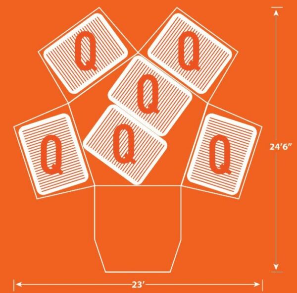 The floor plan and the dimensions.