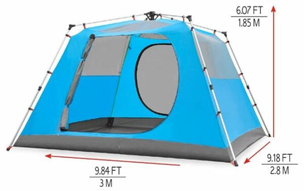 KAZOO Family Camping Tent Large Waterproof Pop Up Tents 4 Person Room Cabin Tent Instant Setup with Sun Shade Automatic Aluminum Pole