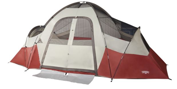 The tent shown without fly reveals its structure.