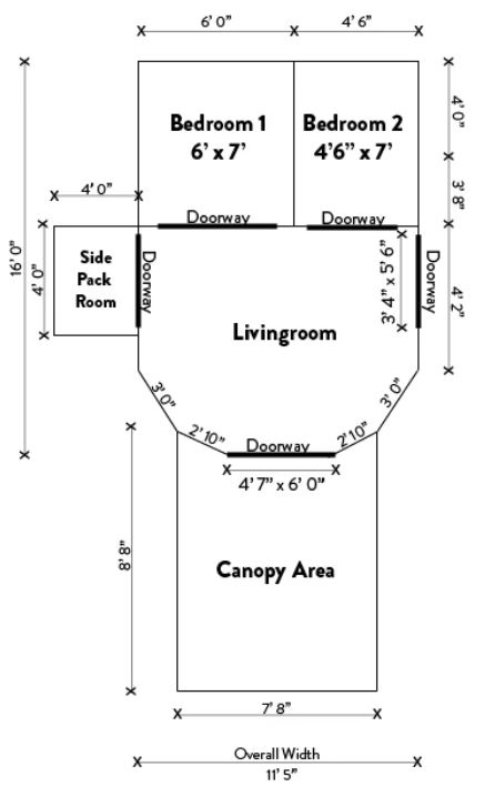 The floor plan and the dimensions.