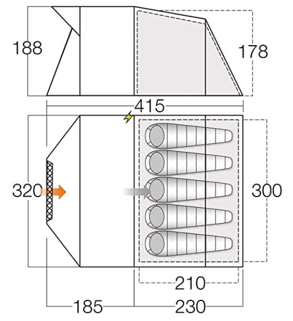 The floor plan and the dimensions.