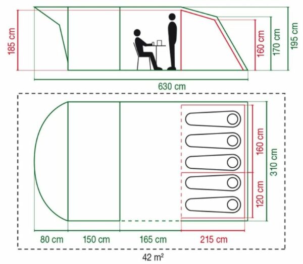 The floor plan and the dimensions.