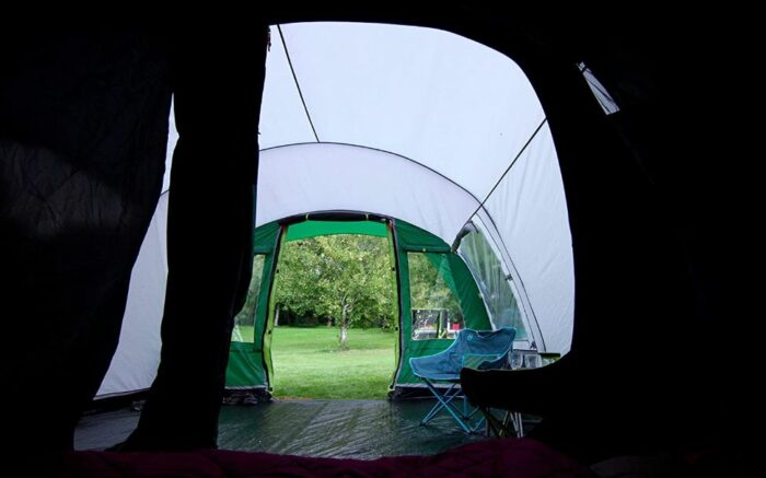 View out from the dark sleeping area.