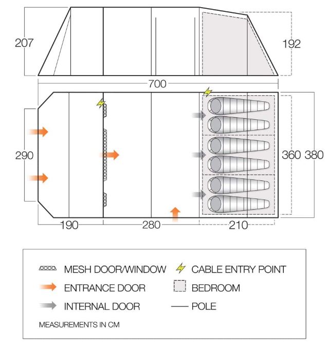 The floor plan and the dimension.