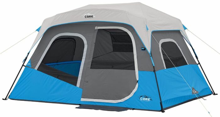 Core Lighted 6 Person Instant Cabin Tent 11 x 9 front view.