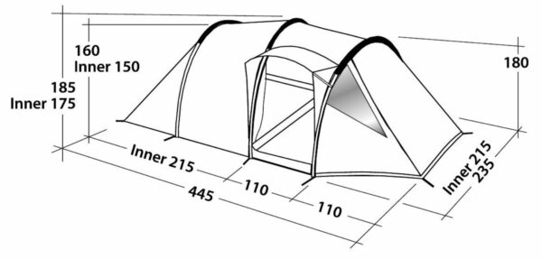 The tunnel-type structure and its main dimensions.