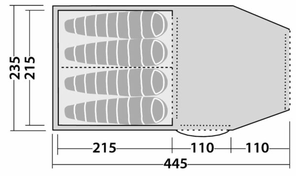 The floor plan and its dimensions.