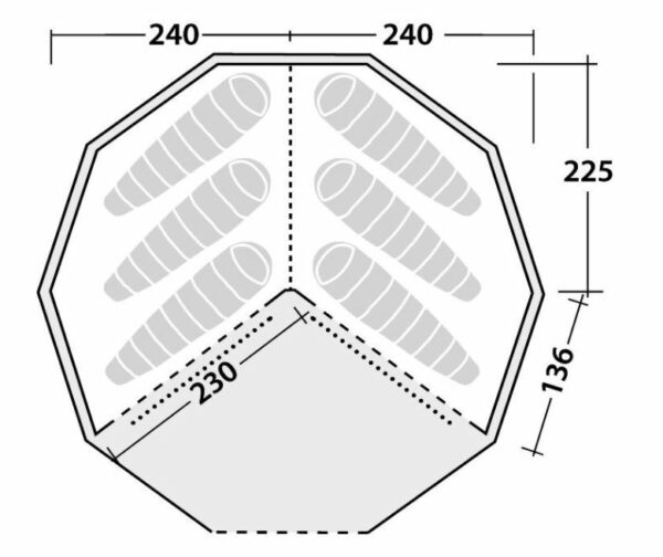 The floor plan with the inner tent in place.