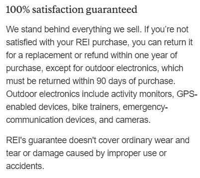 REI's warranty.