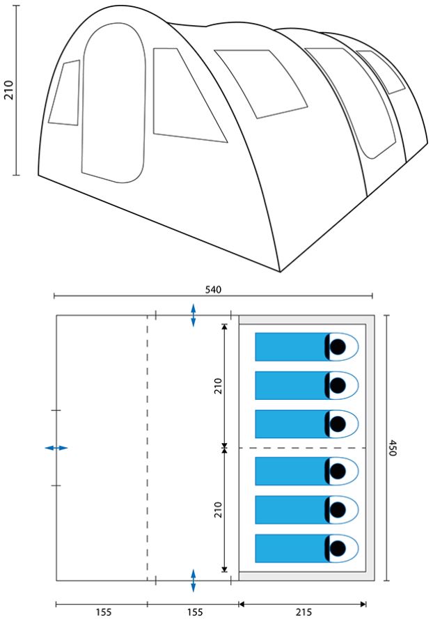 The floor plan and the most important dimensions.