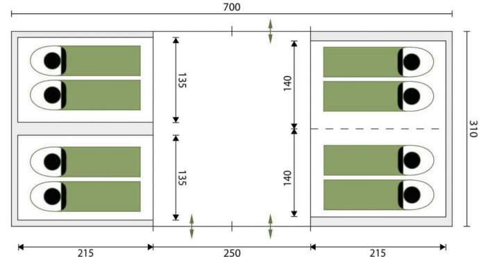 The floor plan and the most important dimensions.