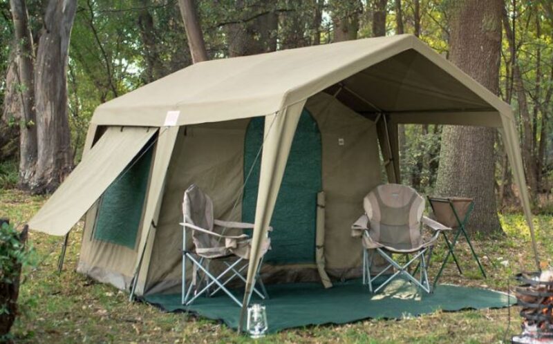 Bushtec Adventure Delta Zulu Combo Canvas 4 Person Chalet Tent with Gazebo.