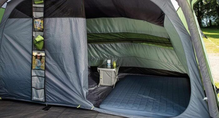 The inner tent with two separate sleeping rooms.