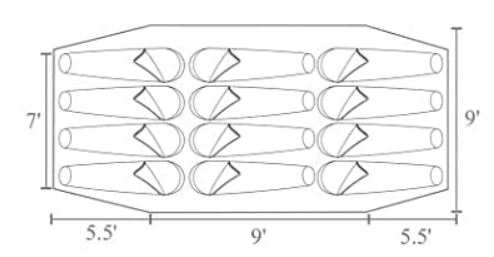 The floor shape and the suggested way of using the area.