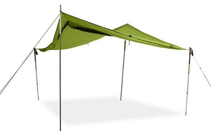 NEMO Bugout Tarp Shelter used as a sun shade.