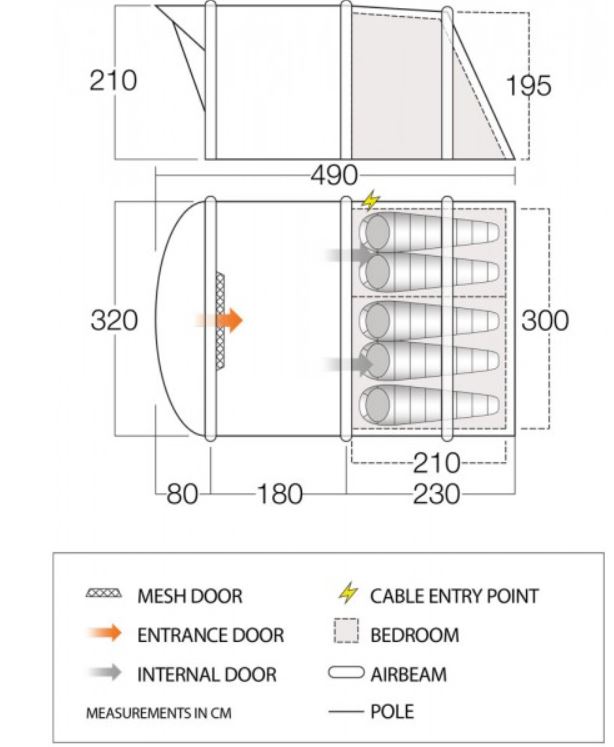 The floor plan and the most important dimensions.
