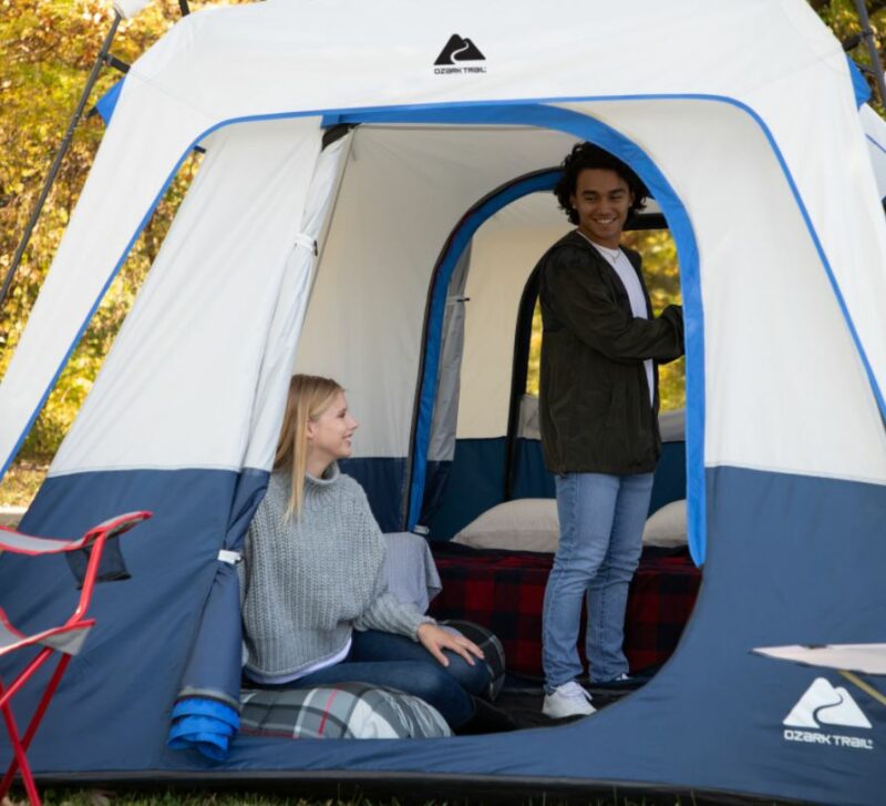 Two separate tents under one roof.