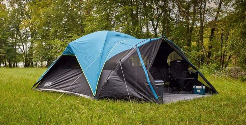 Coleman 8-Person Carlsbad Dark Room Dome Camping Tent with Screen Room.