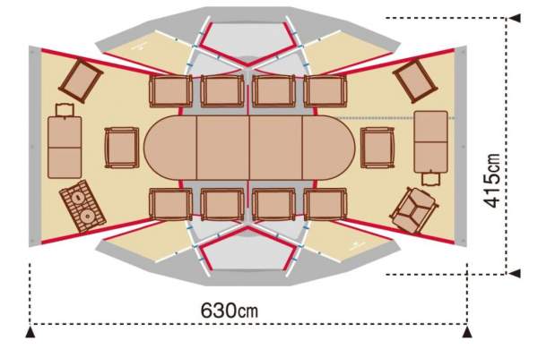 The floor plan with two awnings in place. 