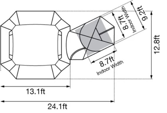 The floor plan and some dimensions.